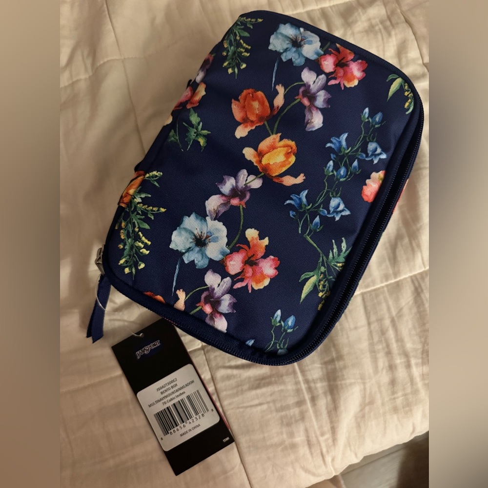 Floral navy blue Jansport bento box